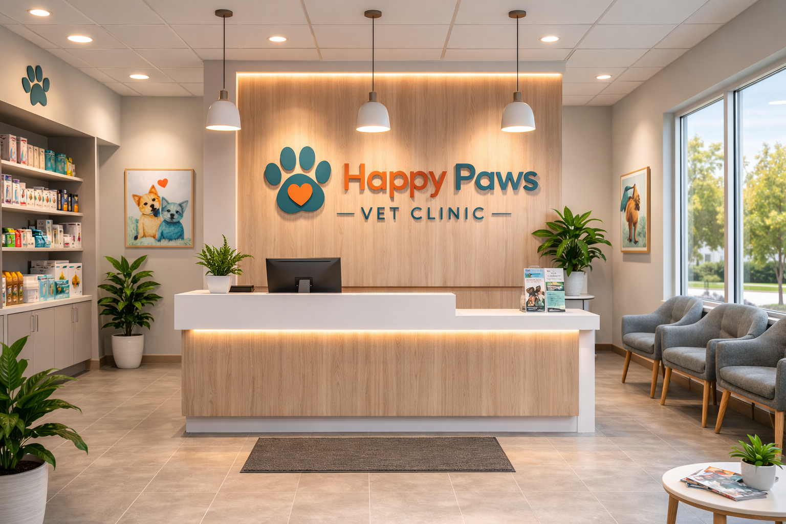 Veterinarian caring for a happy dog